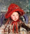 in einem großen roten Hut Impressionismus Mütter Kinder Mary Cassatt Kleines Mädchen